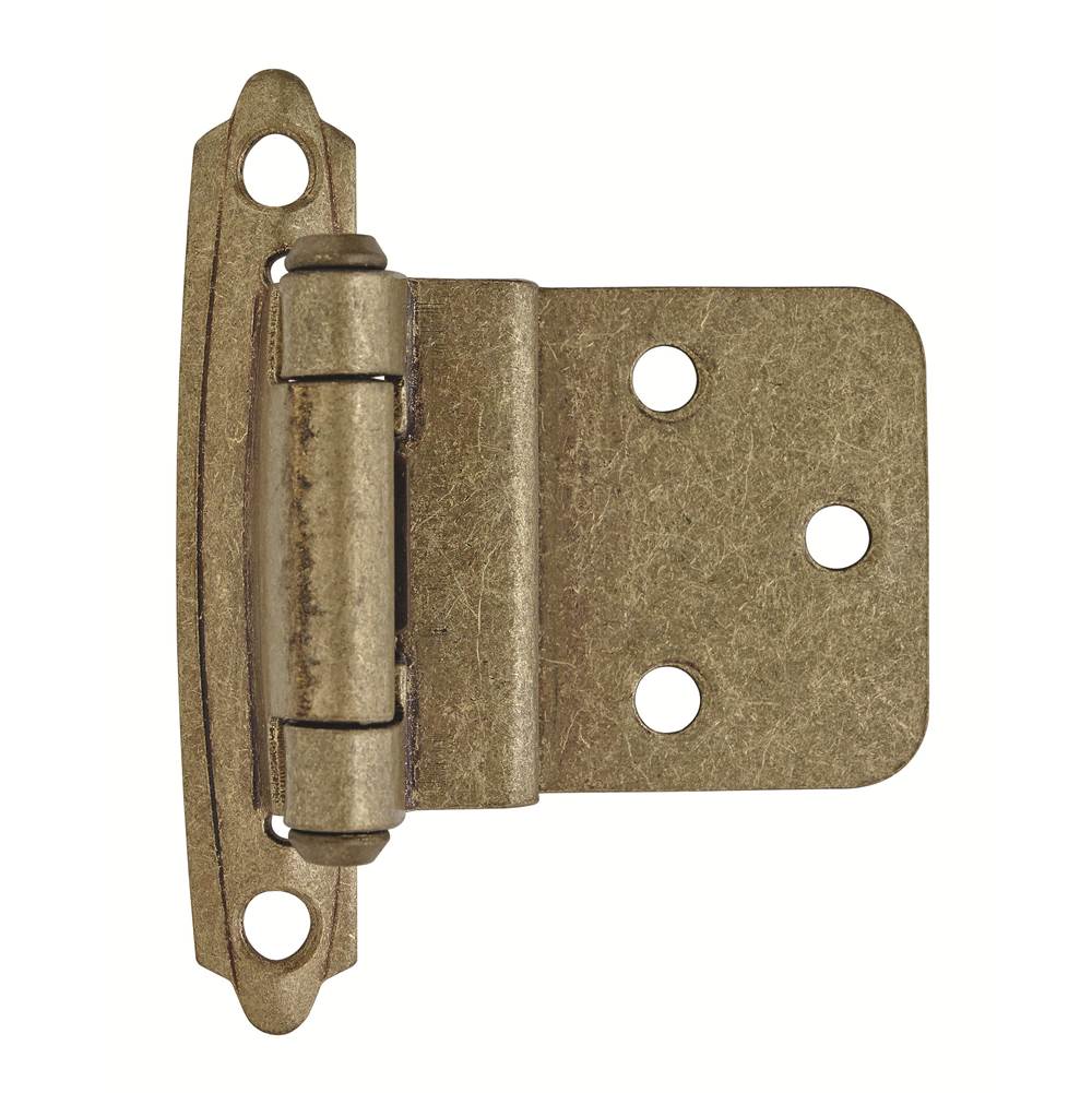 Amerock 3/8in (10 mm) Inset Self-Closing, Face Mount Burnished Brass Hinge - 2 Pack