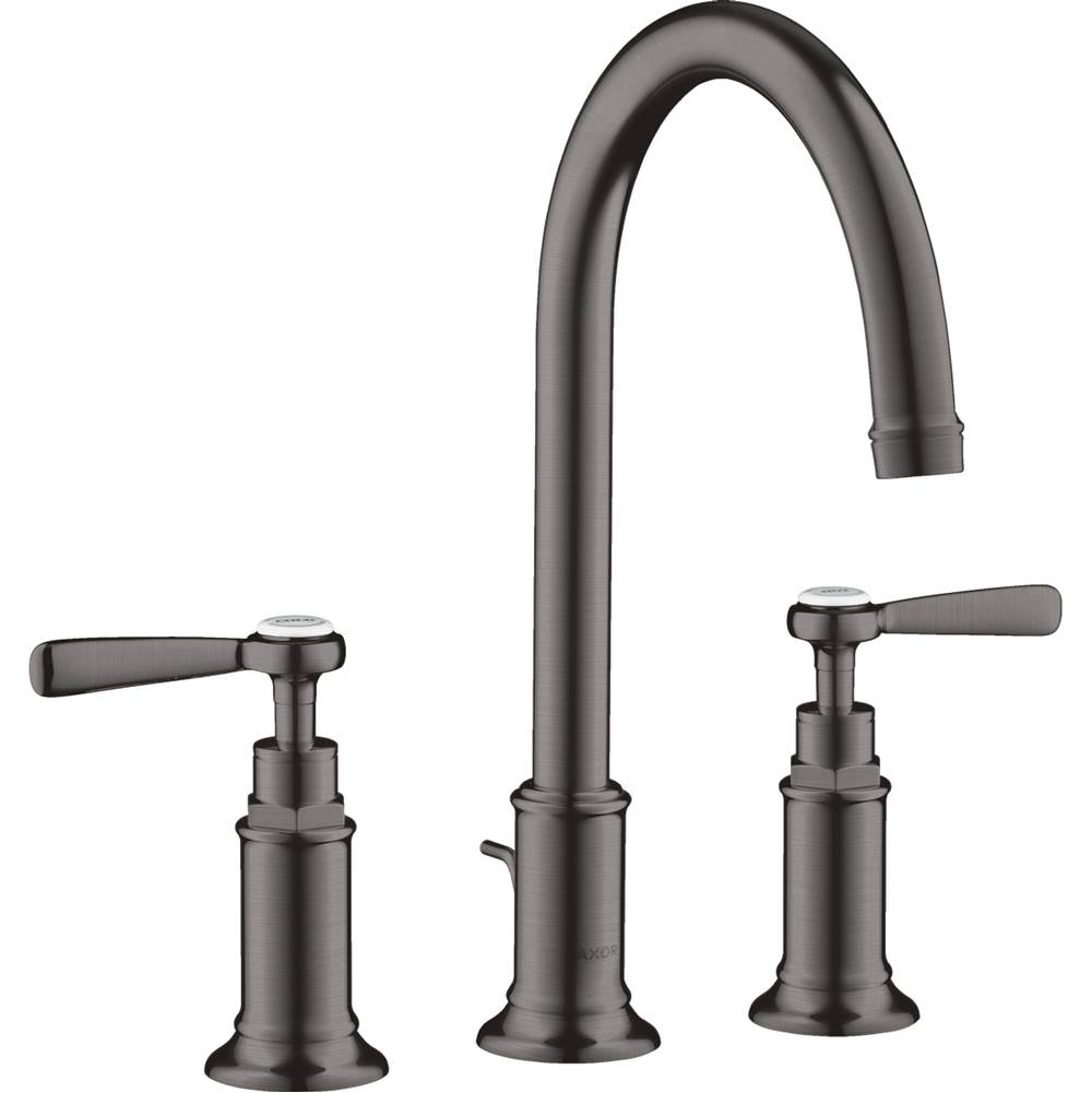 Axor Montreux Widespread Faucet 180 with Lever Handles and Pop-Up Drain, 1.2 GPM in Brushed Black Chrome