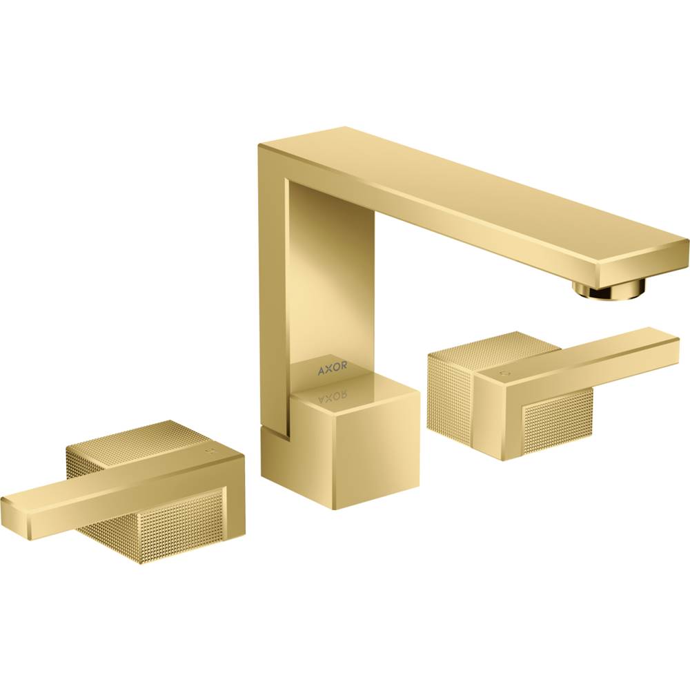 Axor Edge Widespread Faucet 130 - Diamond Cut, 1.2 GPM in Polished Gold Optic