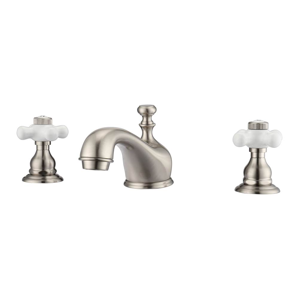 Barclay Marsala 8''cc Lav Faucet, withHoses,Porcelain Cross Hdls, BN