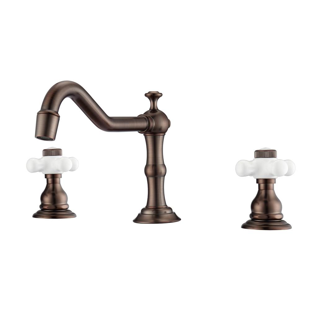 Barclay Roma 8''cc Lav Faucet, withHoses,Porcelain Cross Hdls,ORB