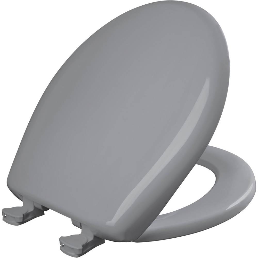 Bemis Round Plastic Toilet Seat with WhisperClose with EasyClean & Change Hinge and STA-TITE in Country Grey