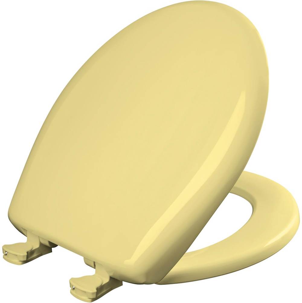 Bemis Round Plastic Toilet Seat with WhisperClose with EasyClean & Change Hinge and STA-TITE in Yellow
