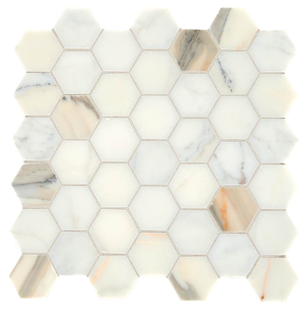 Daltile Marble Mosaic Natural Stone Tile 12 X 12 Sheet in Calacatta Gold