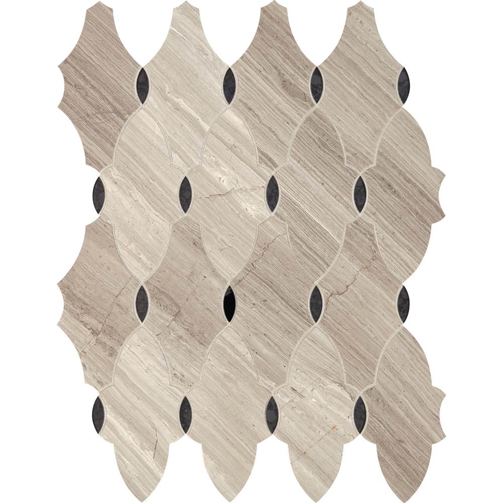 Daltile Lavaliere Mosaic Natural Stone Tile 10 X 13 Sheet in Chenille White/Blk Ant Mirror