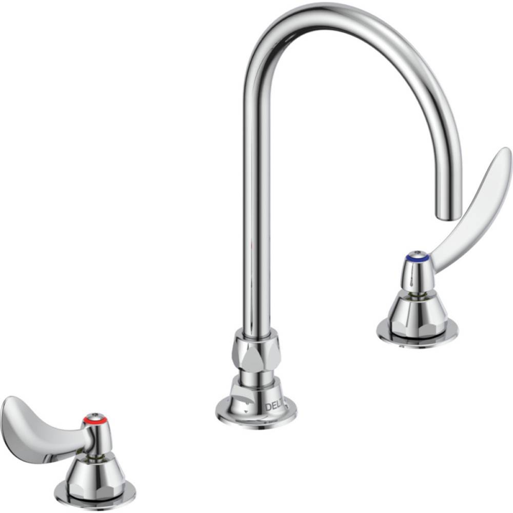 Delta Commercial Commercial 23C6: Two Handle Widespread Bathroom Faucet with Gooseneck Spout - Less Pop-Up