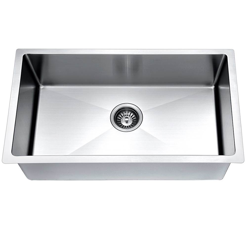 Dawn Handmade stainless steel undermount single bowl with straight sink edges and near zero radius corners; 18G; Overall Size: 30''L x 18''W x 6-7/8''D