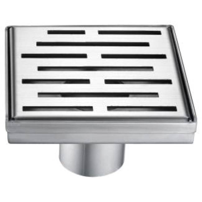 Dawn Shower square drain -- 9G, 304 type stainless steel, matte gold: 5-1/4''L x 5-1/4''W x 3-1/8''D Drain: 2'' (Laser Cut  and Bend)