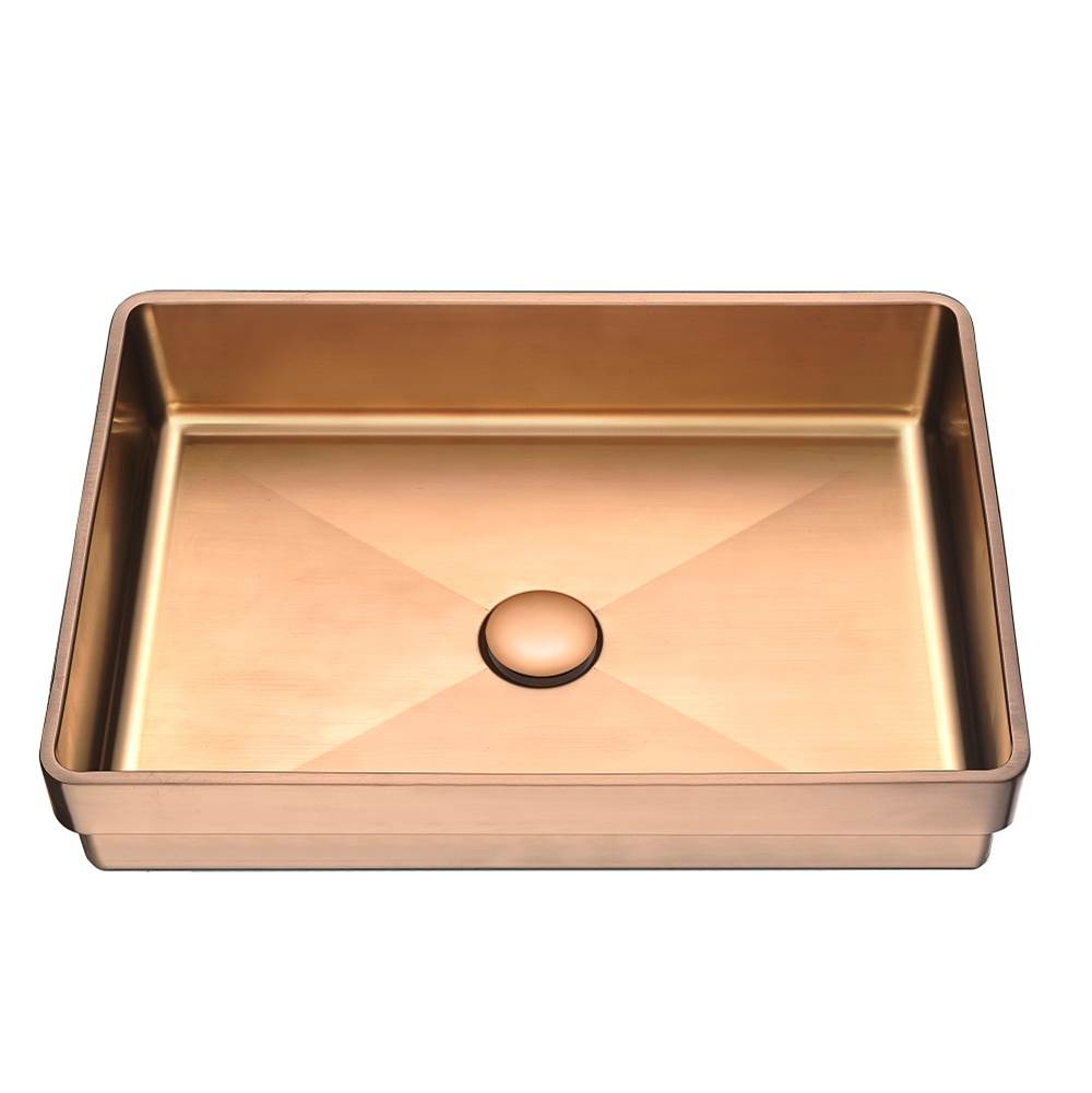 Dawn Rose Gold Stainless Steel Vanity Sink Top, 18G: 20-1/16''L x 14-3/16''W x 4-3/4''D