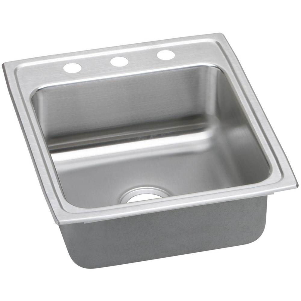 Elkay Lustertone Classic Stainless Steel 19-1/2'' x 22'' x 5'', 3-Hole Single Bowl Drop-in ADA Sink with Quick-clip
