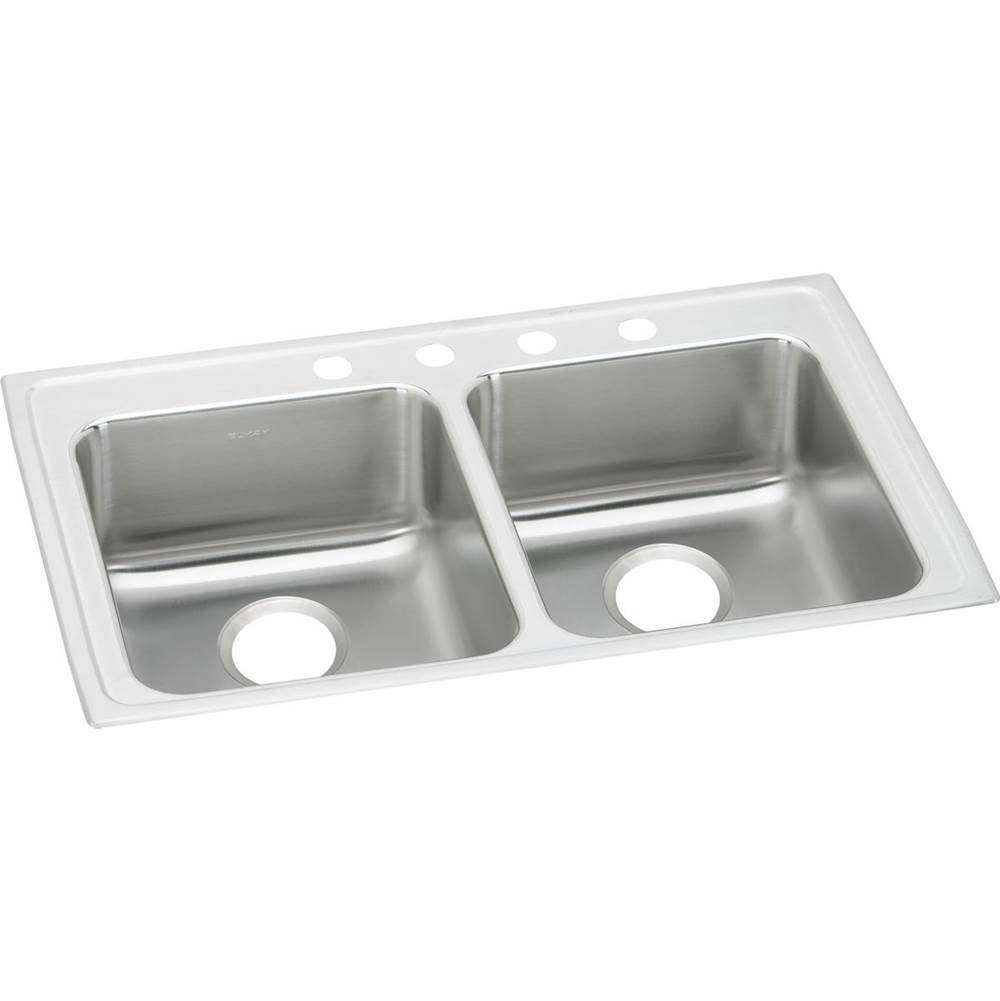 Elkay Lustertone Classic Stainless Steel 29'' x 22'' x 5'', 2-Hole Equal Double Bowl Drop-in ADA Sink