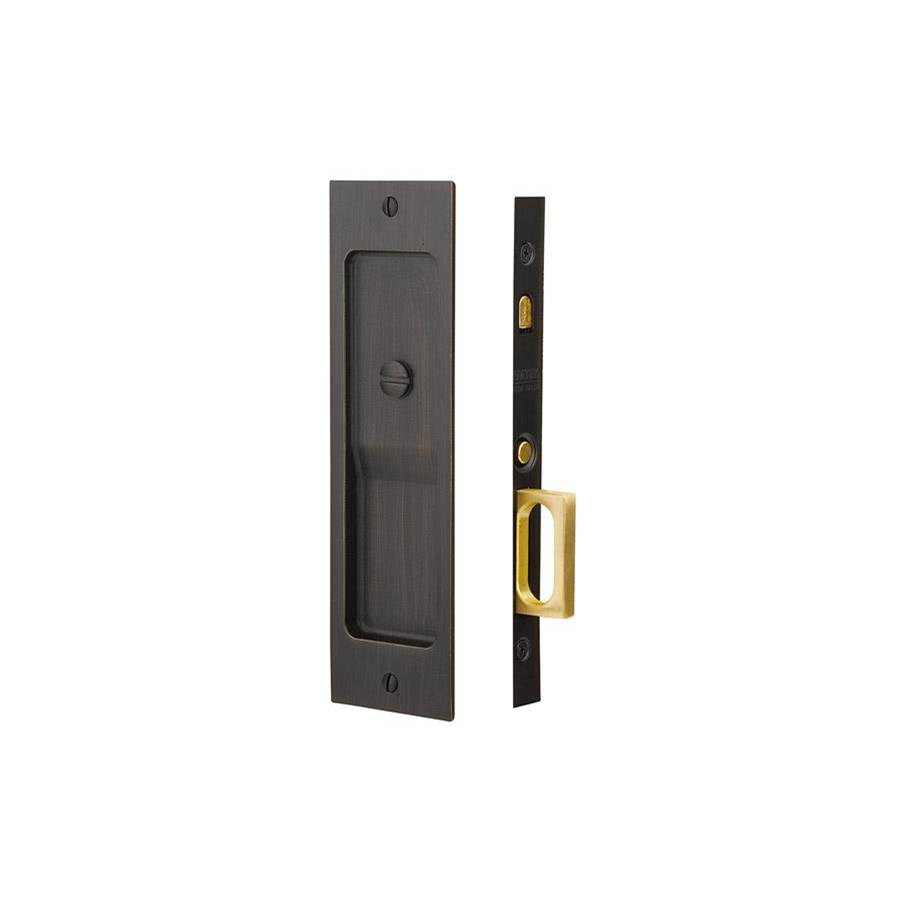 Emtek Passage, Sandcast Bronze, Rustic Modern Rectangular Pocket Door Mortise Lock, TWB