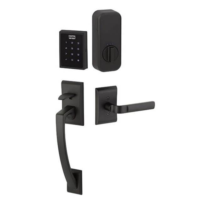 Emtek Electronic EMPowered Motorized Touchscreen Keypad Entry Set with Ares Grip, Myles Lever, LH, US15