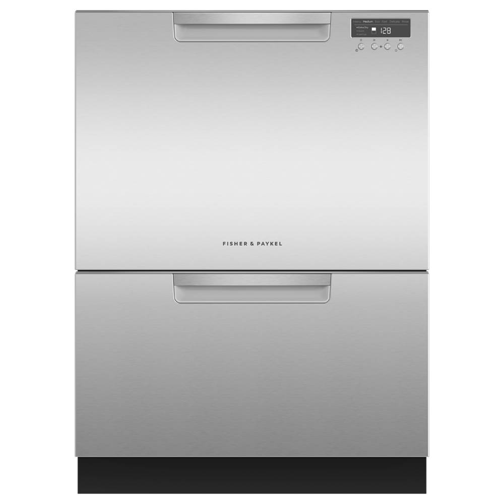 Fisher & Paykel Stainless Steel Double DishDrawer™, Full Size, Water Softener, Recessed Handle - DD24DCHTX9 N