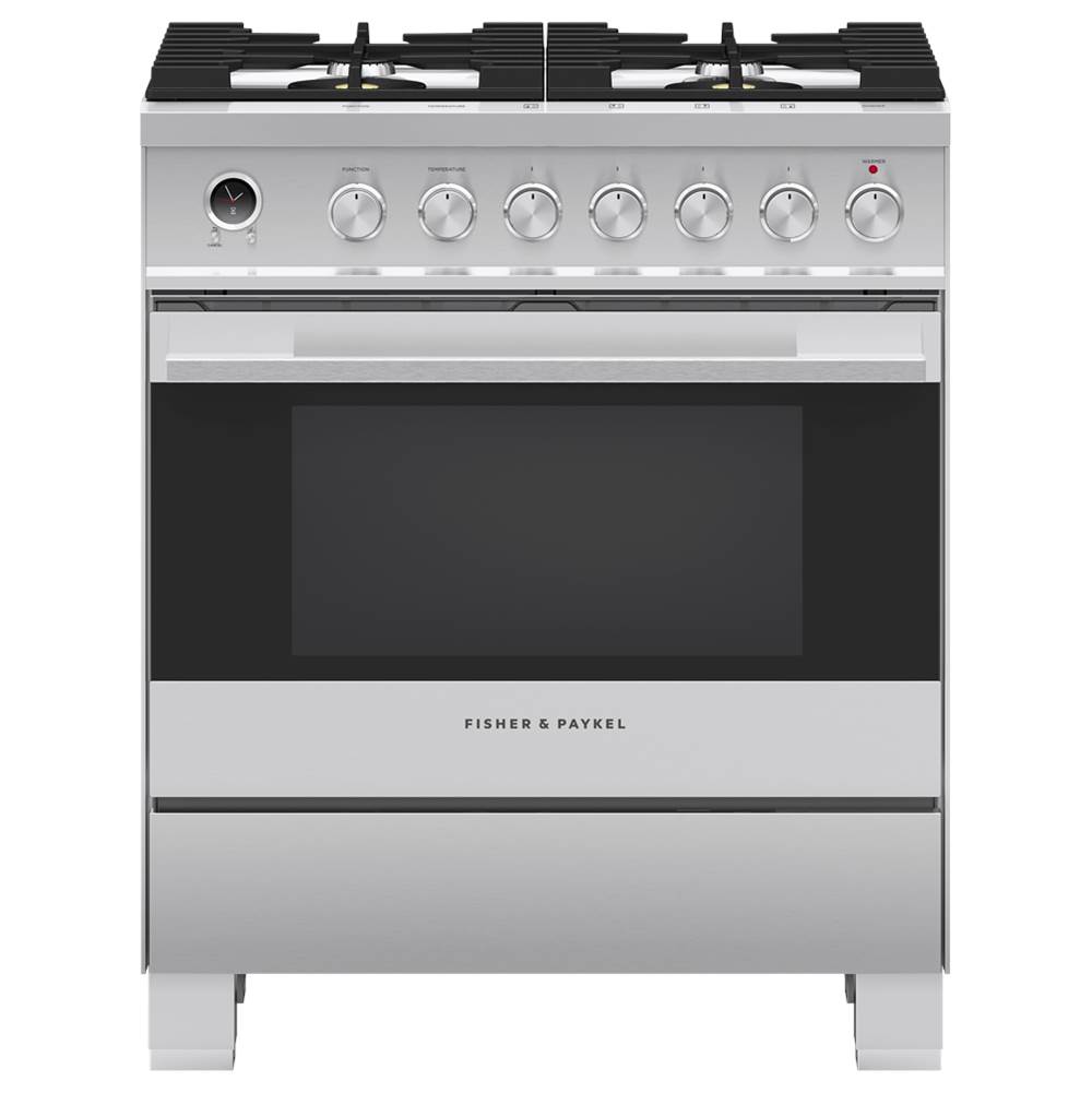 Fisher & Paykel 30'' Range, 4 Burners, Self-cleaning, with Hob Rail