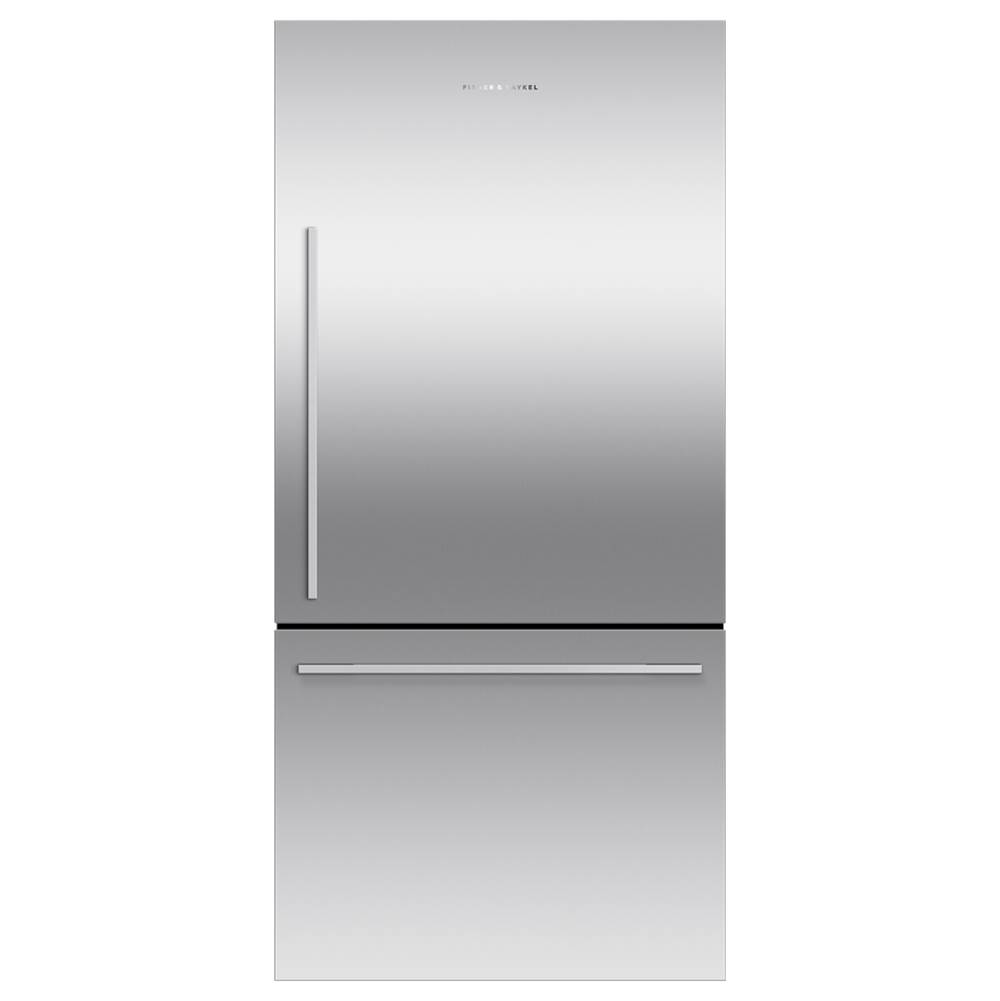 Fisher & Paykel 32'' Bottom Mount Refrigerator Freezer, Stainless Steel, 17.1 cu ft, Non Ice & Water, Counter Depth, Right Hinge, Contemporary Square Handle