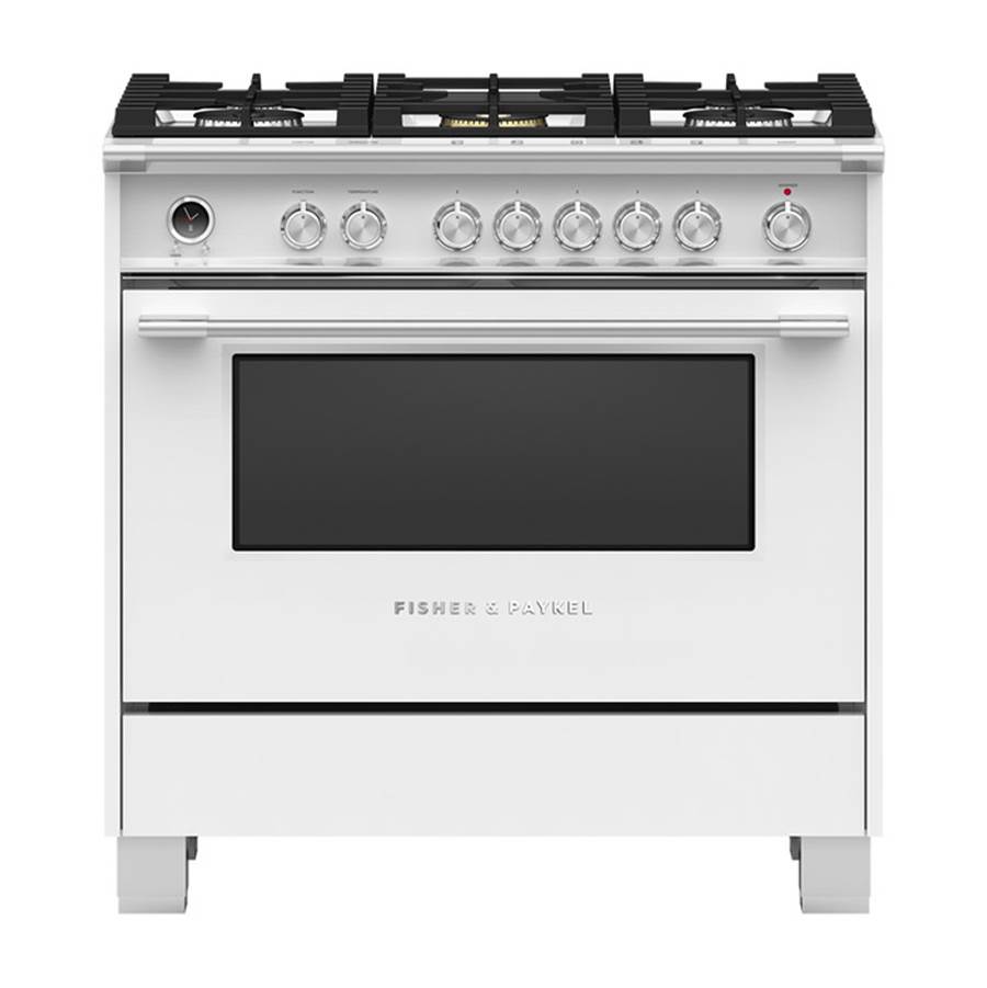 Fisher & Paykel 36'' Range, 5 Burners, Self-cleaning, White
