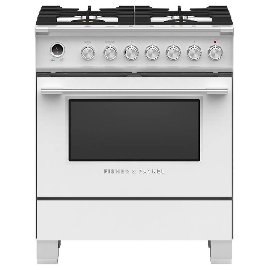 Fisher & Paykel 30'' Range, 4 Burners, Self-cleaning, White
