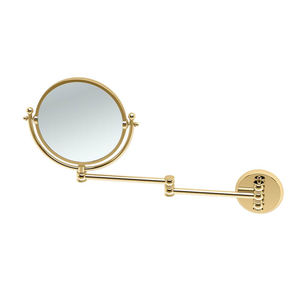 Gatco Swing Arm Mirror 7.5'' dia Polished Brass