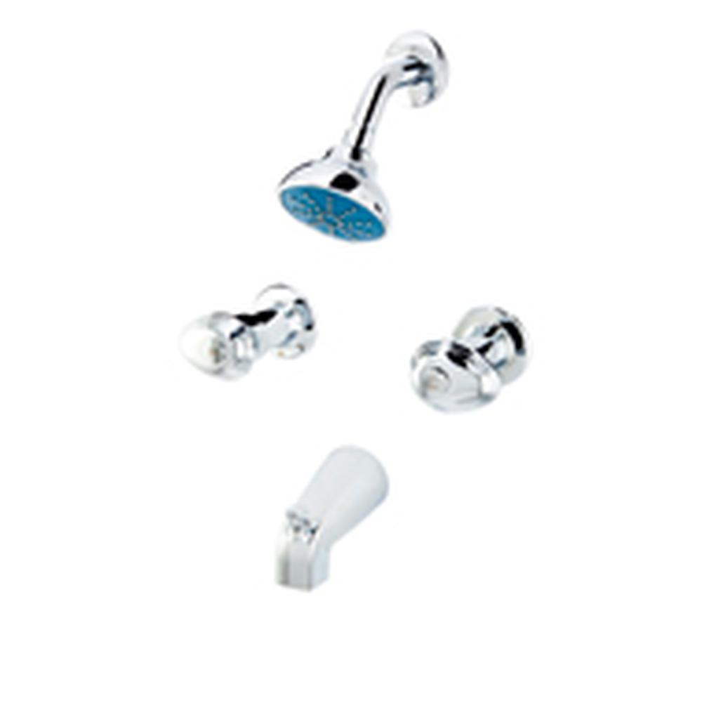 Gerber Plumbing Gerber Hardwater Two Handle Threaded Escutcheon Tub & Shower Fitting with Threaded Diverter Spout 1.75gpm Chrome