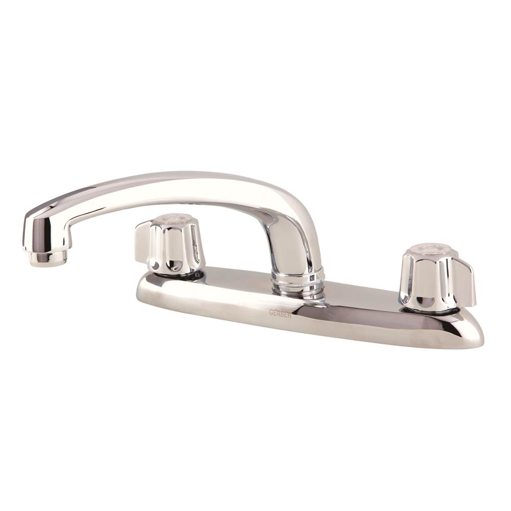 Gerber Plumbing Gerber Classics 2H Kitchen Faucet Deck Plate Mounted w/out Spray & w/ Metal Fluted Handles 1.75gpm Chrome
