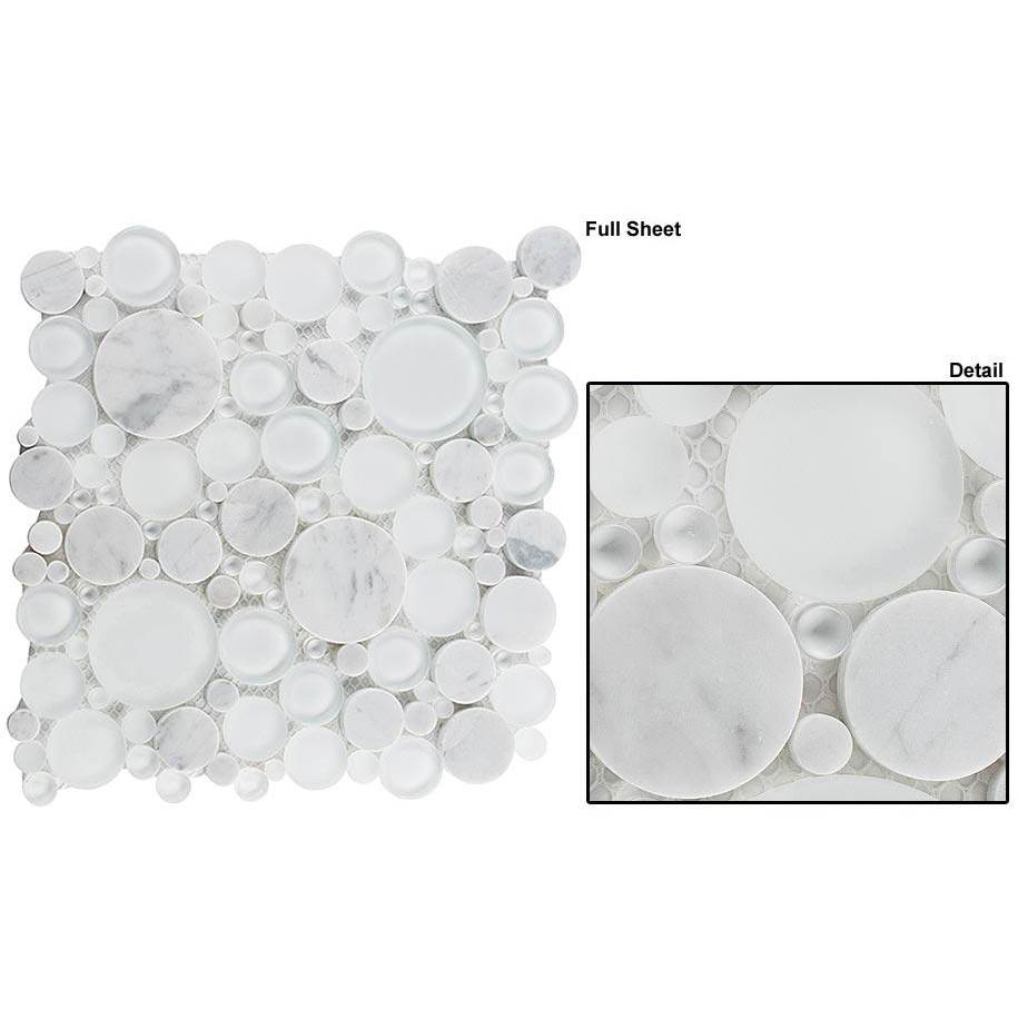Glazzio Tile Bubble Multi Size Circles in White Dove