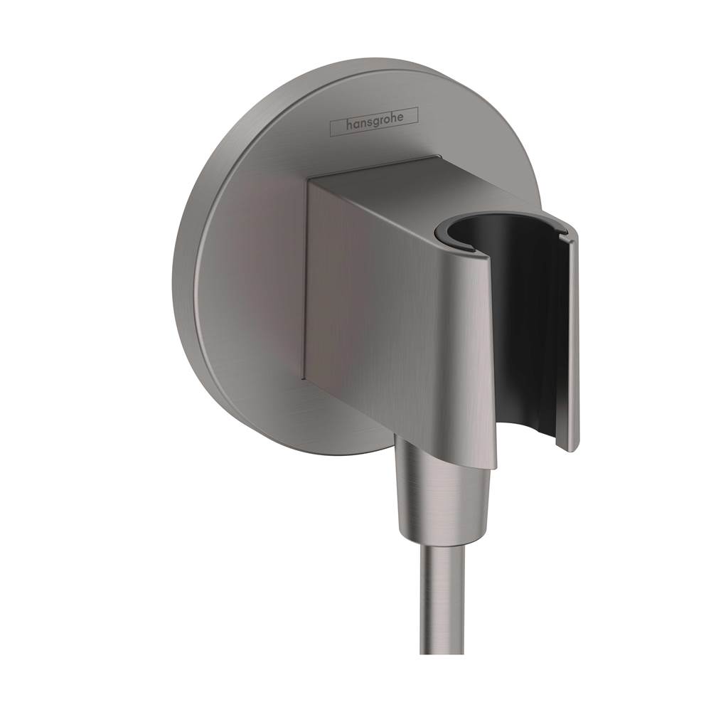 Hansgrohe FixFit S Wall Outlet with Handshower Holder in Brushed Black Chrome