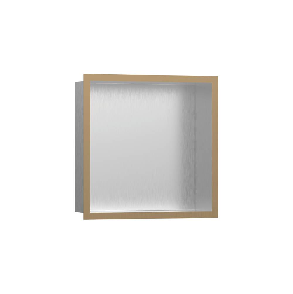 Hansgrohe XtraStoris Individual Wall Niche Brushed Stainless Steel with Design Frame 12''x 12''x 4''  in Brushed Bronze