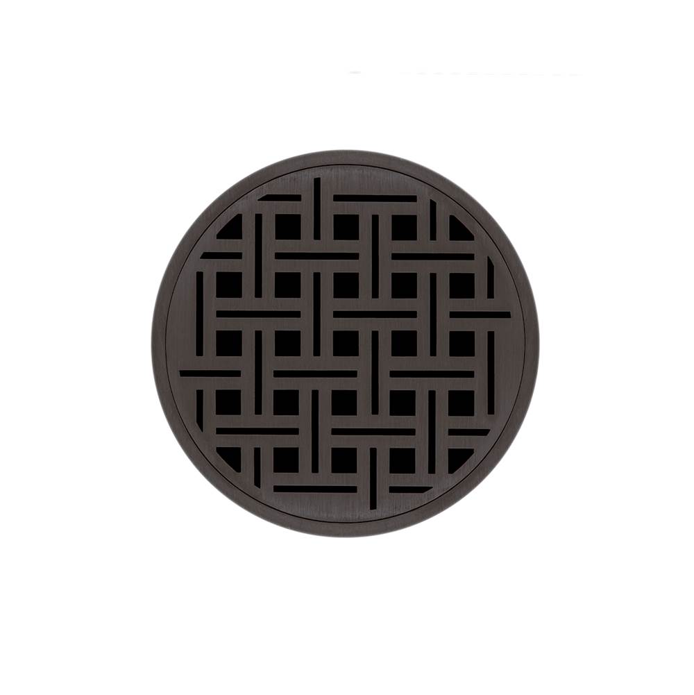 Infinity Drain 5'' Round RVD 5 Complete Kit with Weave Pattern Decorative Plate in Oil Rubbed Bronze with PVC Drain Body, 2'' Outlet