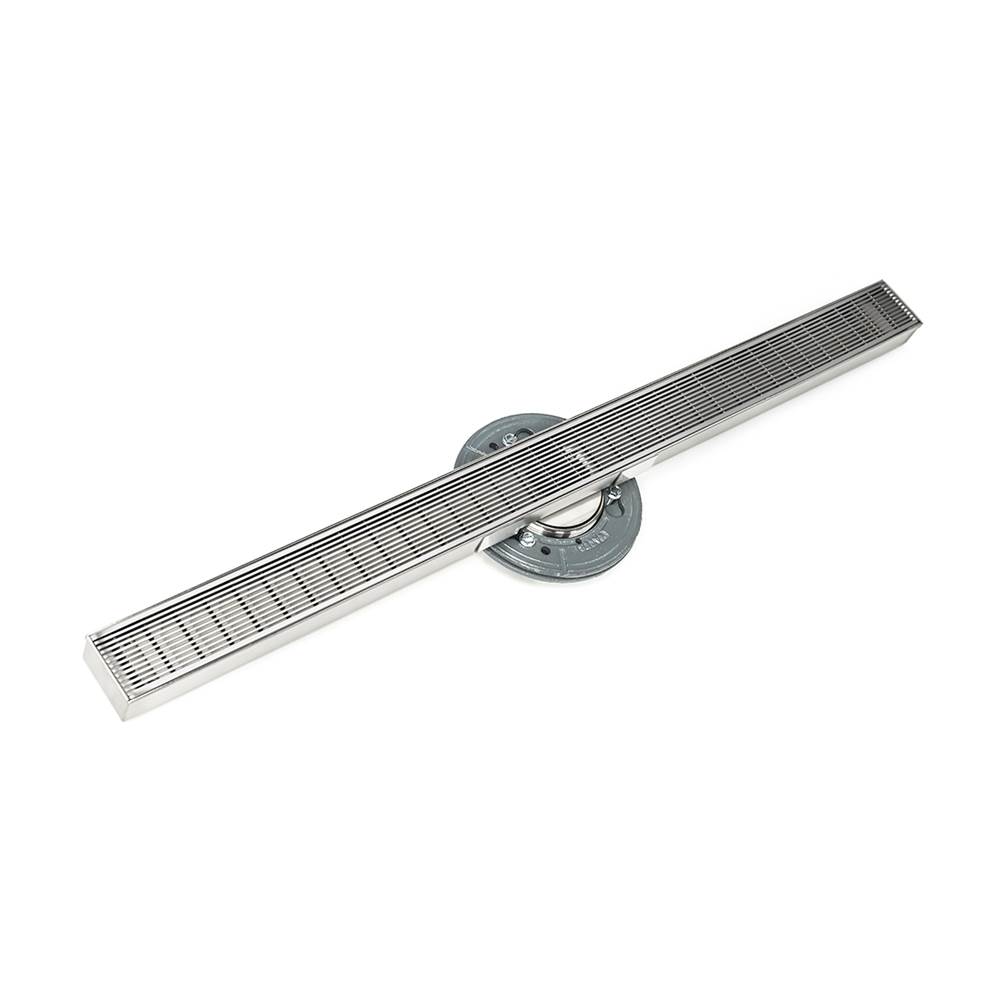 Infinity Drain 36'' S-Stainless Steel Series High Flow Complete Kit with 2 1/2'' Wedge Wire Grate in Polished Stainless with PVC Drain Body, 3'' Outlet