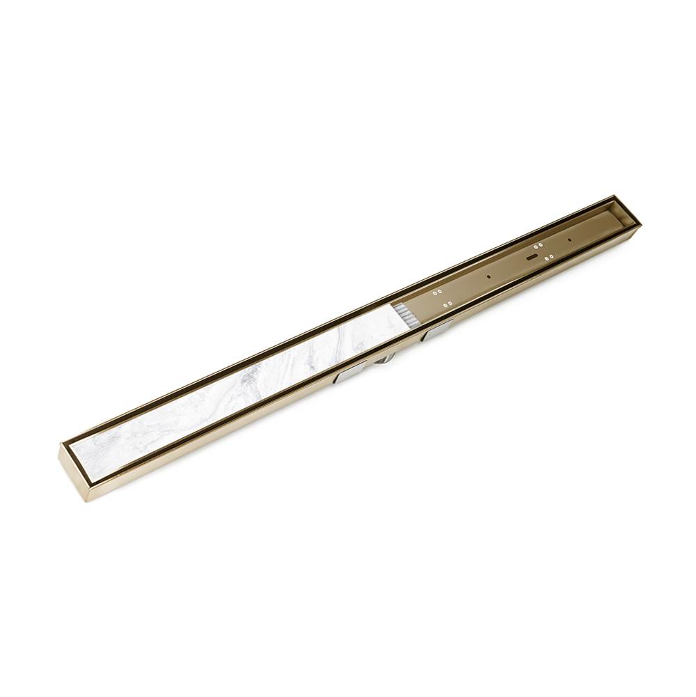 Infinity Drain 60'' S-Stainless Steel Series Complete Kit with Low Profile Tile Insert Frame in Satin Bronze