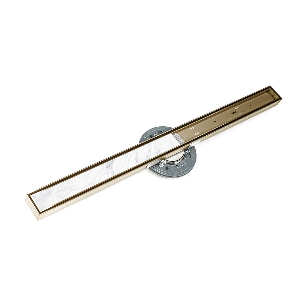 Infinity Drain 40'' S-Stainless Steel Series High Flow Complete Kit with Tile Insert Frame in Satin Bronze with ABS Drain Body, 3'' Outlet