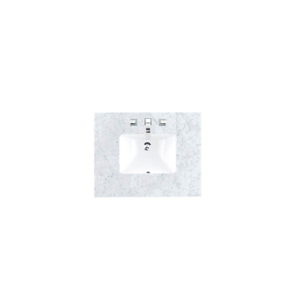 James Martin Vanities 30'' Single 3 CM Top, Carrara White w/ Sink