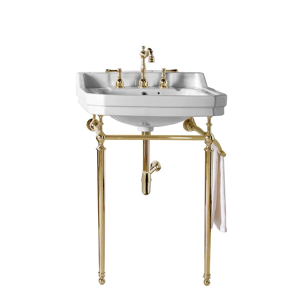 James Martin Vanities Wellington 24' Single Console Single Sink w/ Brass Finish Stand