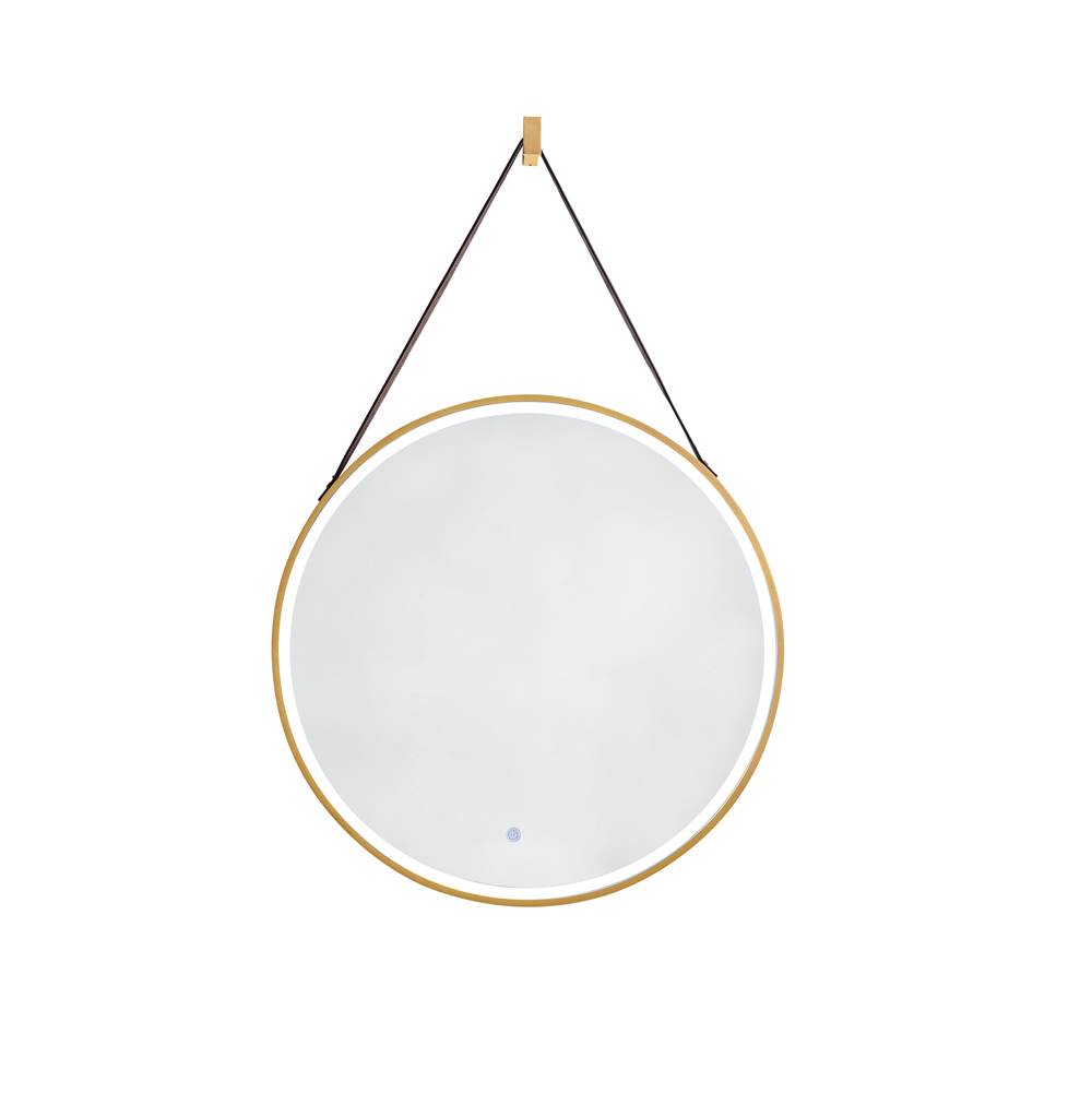 James Martin Vanities Annapolis 27.6'' Round Anti-Fogging LED Mirror, Brushed Gold
