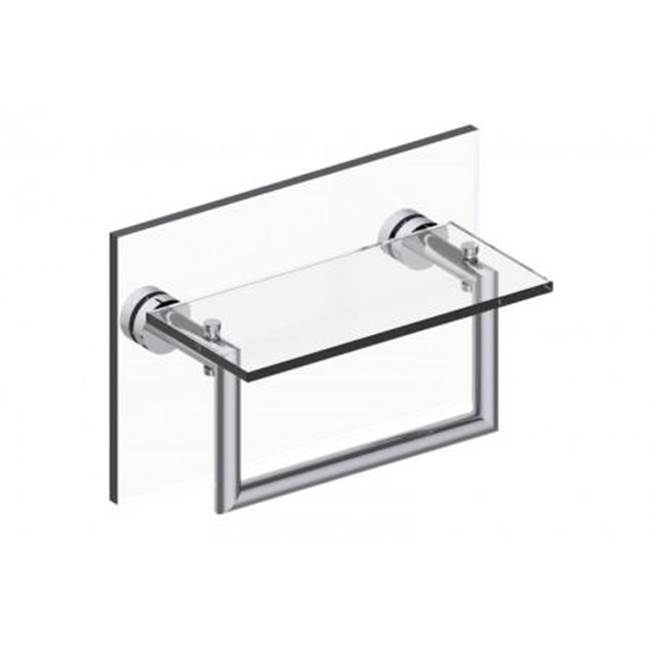 Kartners OSLO - 10-inch Glass Shelf with Towel Rail Through Glass-Polished Nickel