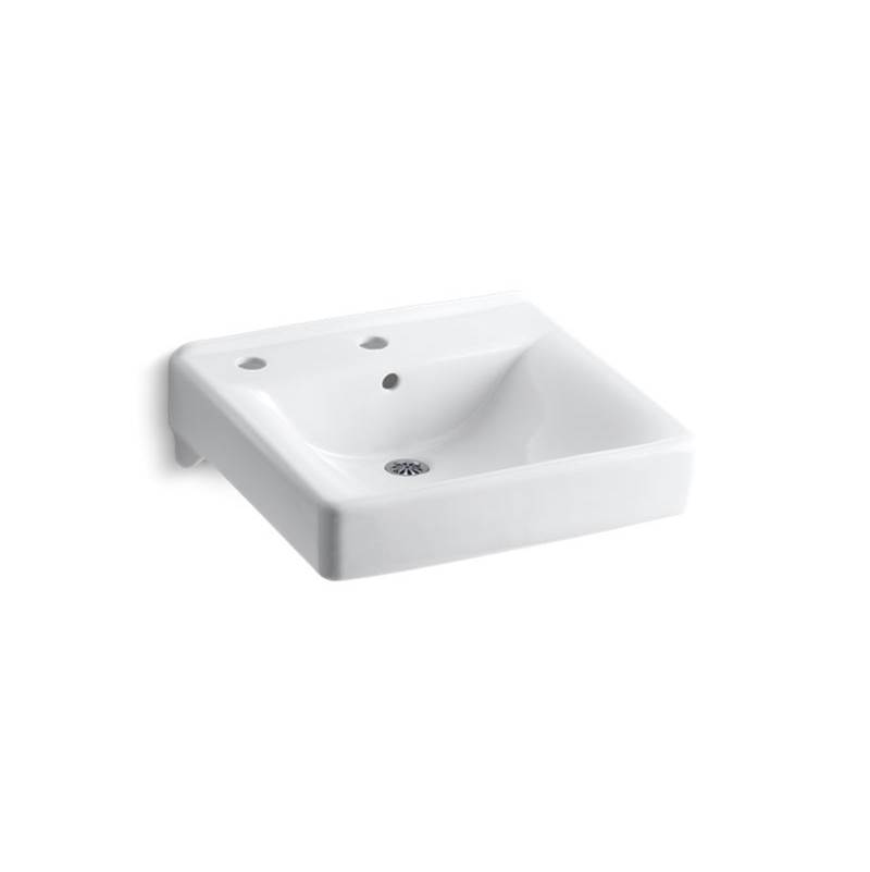 Kohler Soho® 20'' x 18'' wall-mount/concealed arm carrier bathroom sink left-hand soap dispenser hole