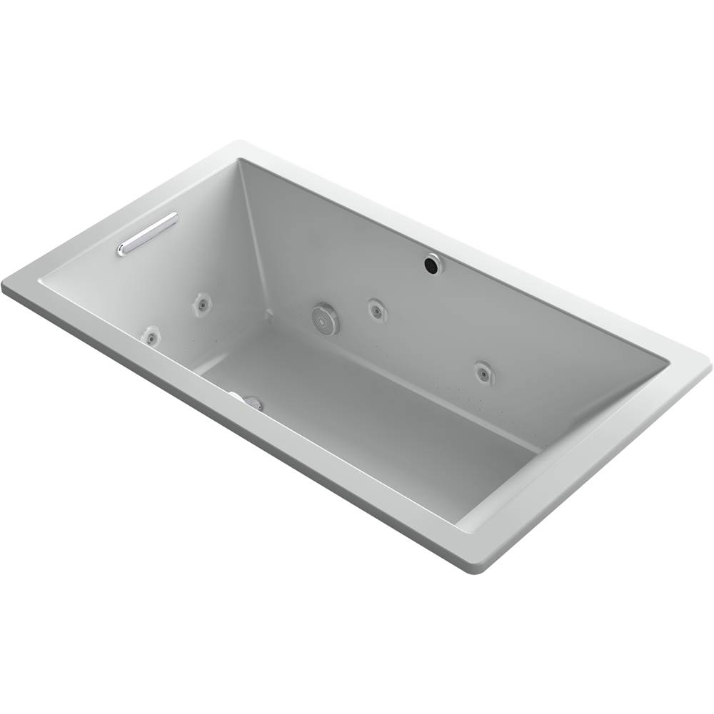 Kohler Underscore® Rectangle 66'' x 36'' Heated BubbleMassage™ air bath with whirlpool, end drain