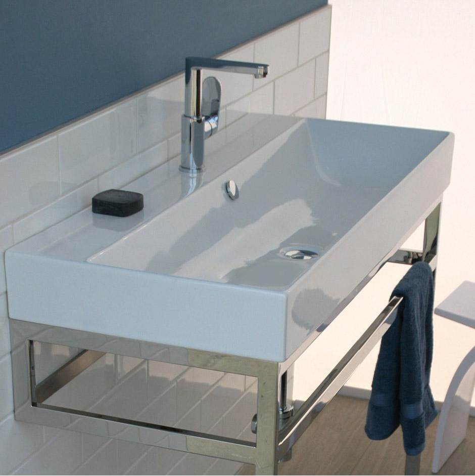 Lacava Wall-mount, vanity top or self-rimming porcelain wide-bowl Bathroom Sink with an overflow.