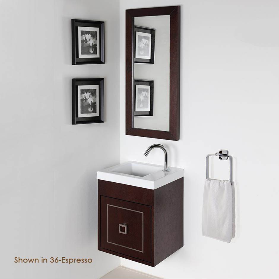 Lacava Wall-mount under-counter vanity with one optional metal inlay door. Bathroom Sink 5271 sold separately. W: 15 3/8'', D: 13 5/8'', H: 18''.