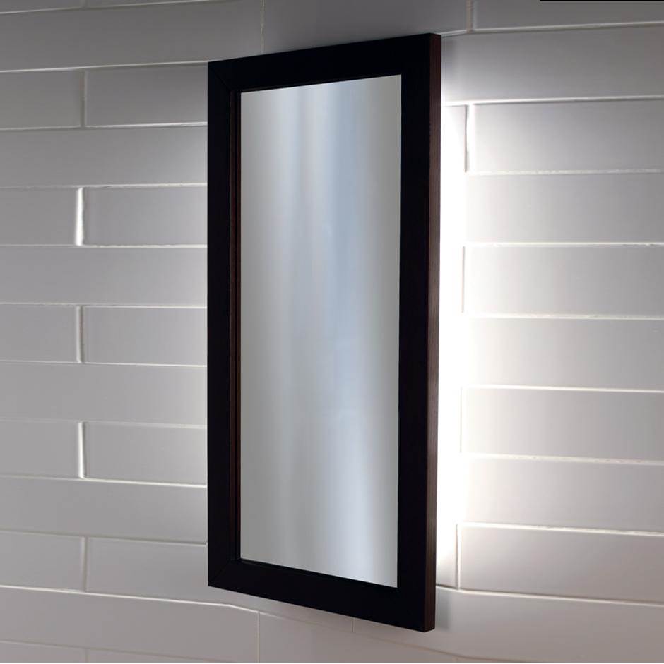 Lacava Wall-mount mirror in metal or wooden frame with LED lights. W: 19'', H: 34'', D: 1''.