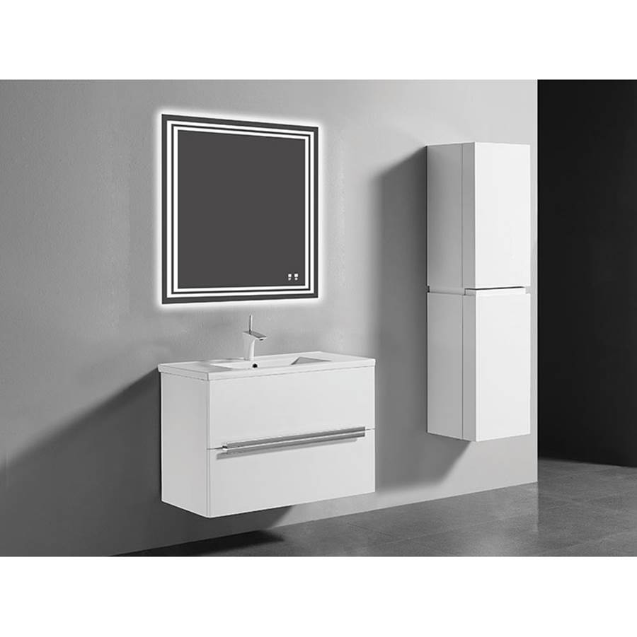 Madeli Urban 36''. White, Wall Hung Cabinet , Matte Black Handles (X2) , 35-5/8''X18''X24-3/8''