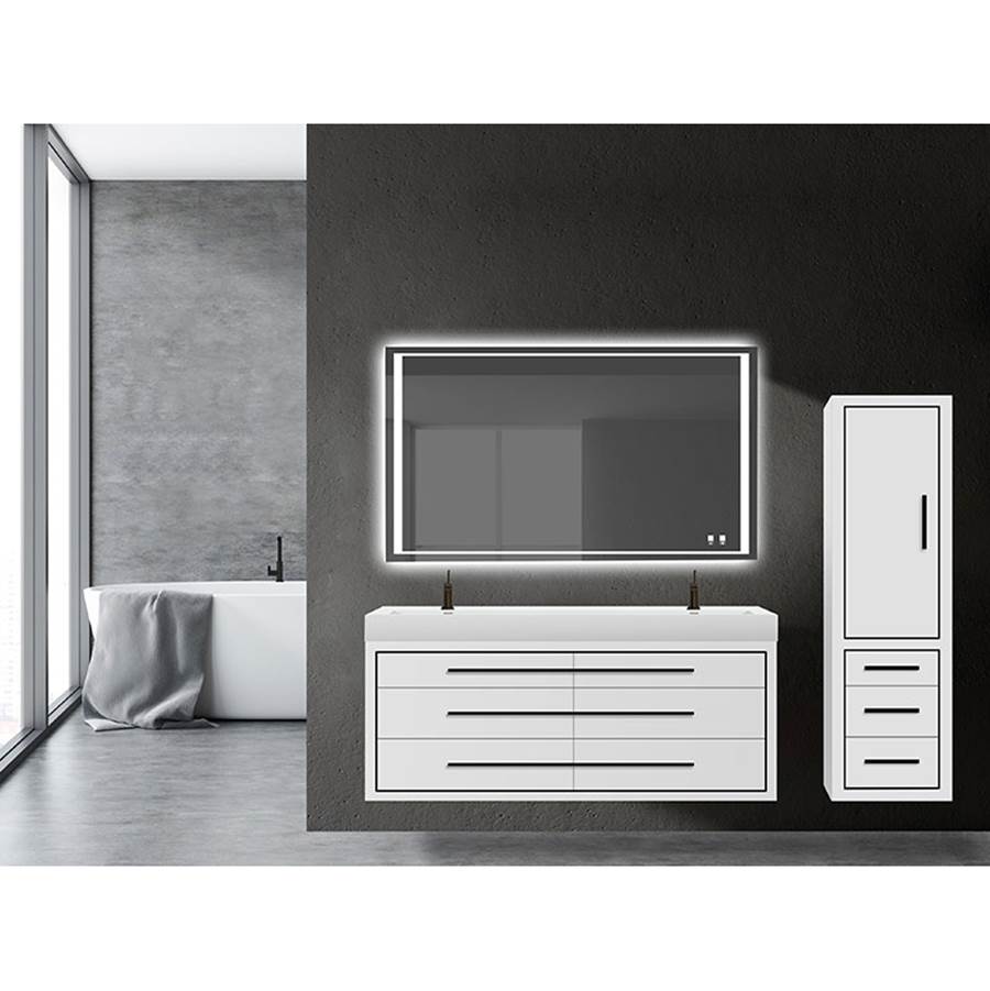 Madeli 20''W Villa Linen Cabinet, White. Wall Hung, Right Hinged Door. Polished, Chrome Handles (X4)/Inlay, 20'' X 18'' X 71''