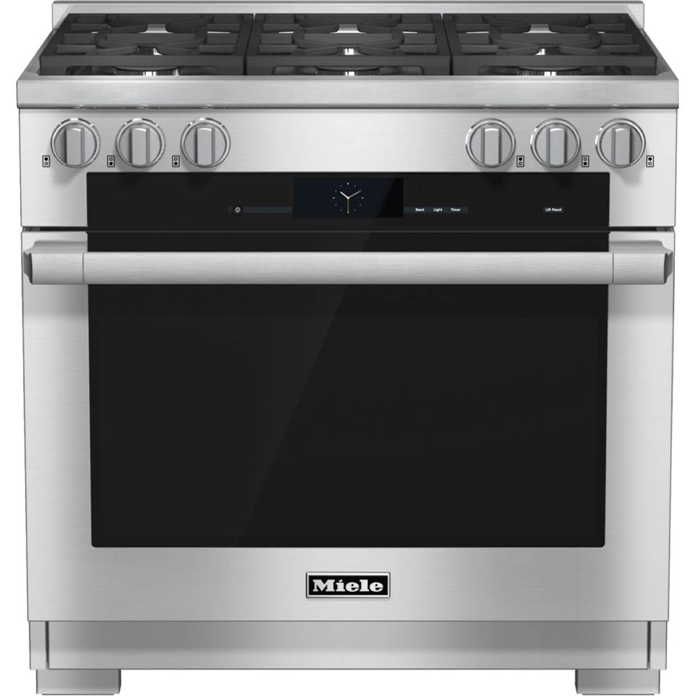 Miele HR 1934-2 G - 36'' Dual Fuel Range M-Touch 6 Burners (Clean Touch Steel)