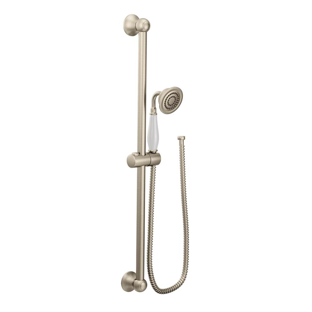 Moen Weymouth Traditional Eco-Performance Handshower Handheld Shower with 30-Inch Slide Bar and 69-Inch Metal Hose, Brushed Nickel