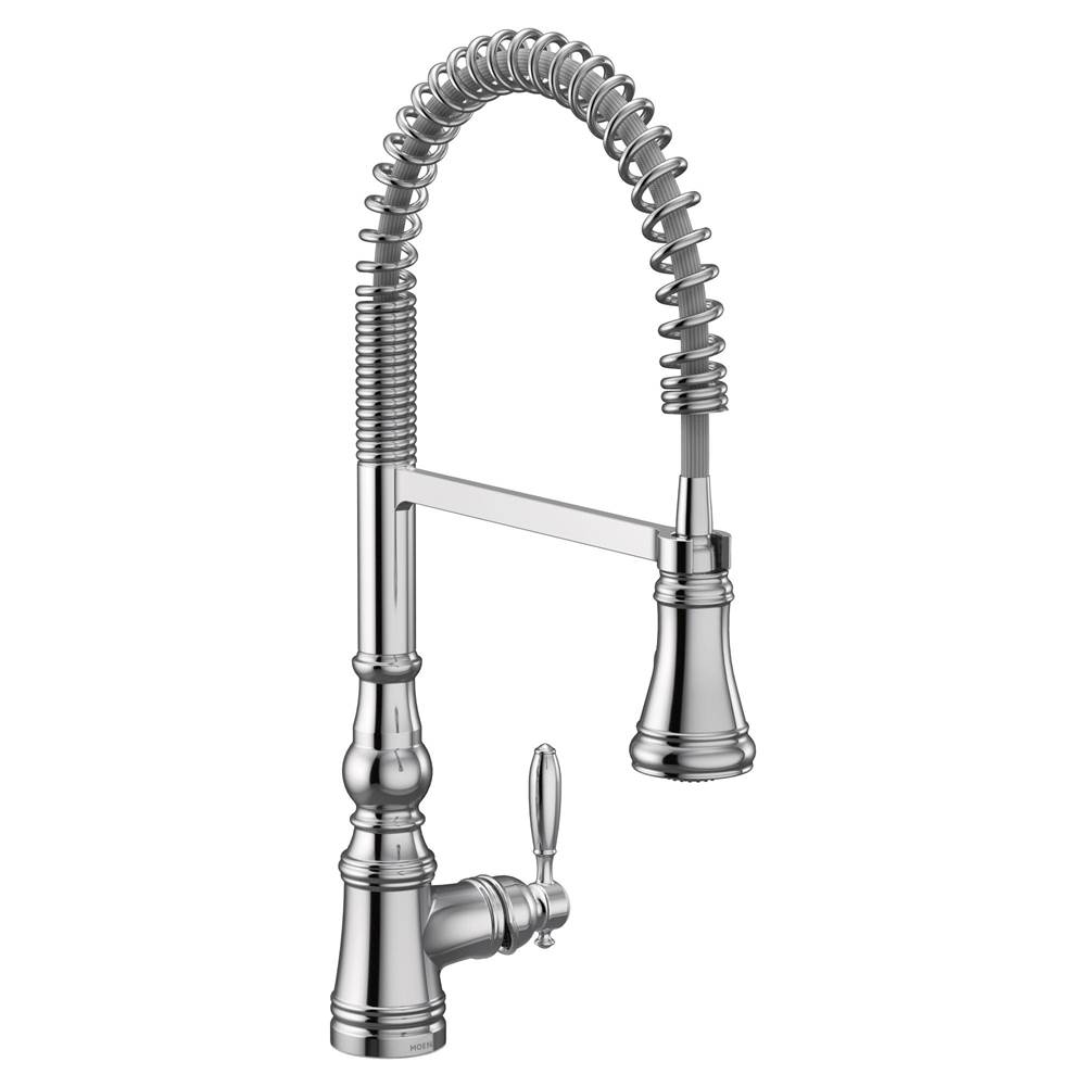 Moen Weymouth One Handle Pre-Rinse Spring Pulldown Kitchen Faucet with Power Boost, Chrome