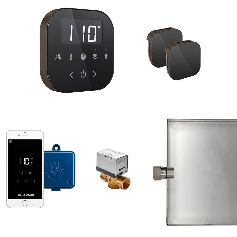 Mr. Steam AirButler Max Steam Shower Control Package with AirTempo Control and Aroma Glass SteamHead in Black Oil Rubbed Bronze