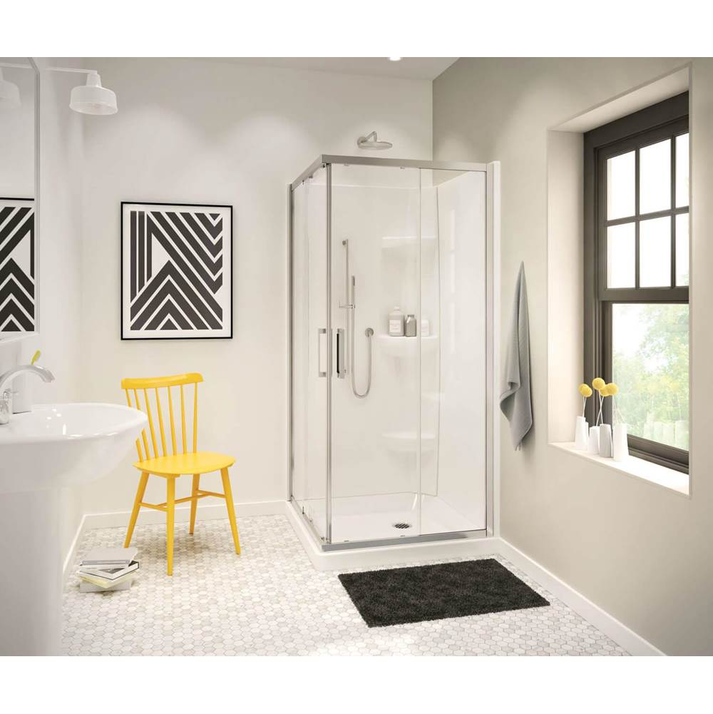 Maax Square Base 36 3 in. 36 x 36 Acrylic Corner Left or Right Shower Base with Corner Drain in White