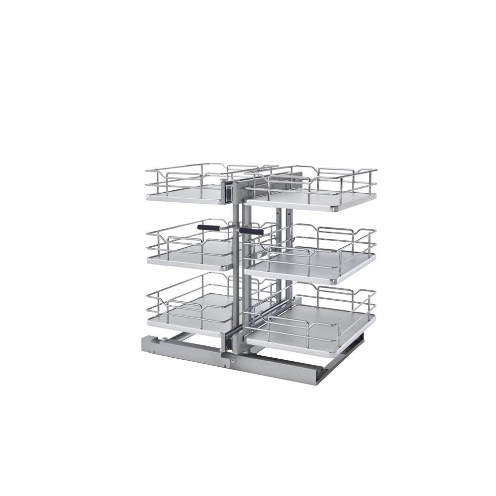Rev-A-Shelf Steel 3-Tier Pull Out Solid Bottom Organizer for Blind Corner Cabinets w/Soft Close