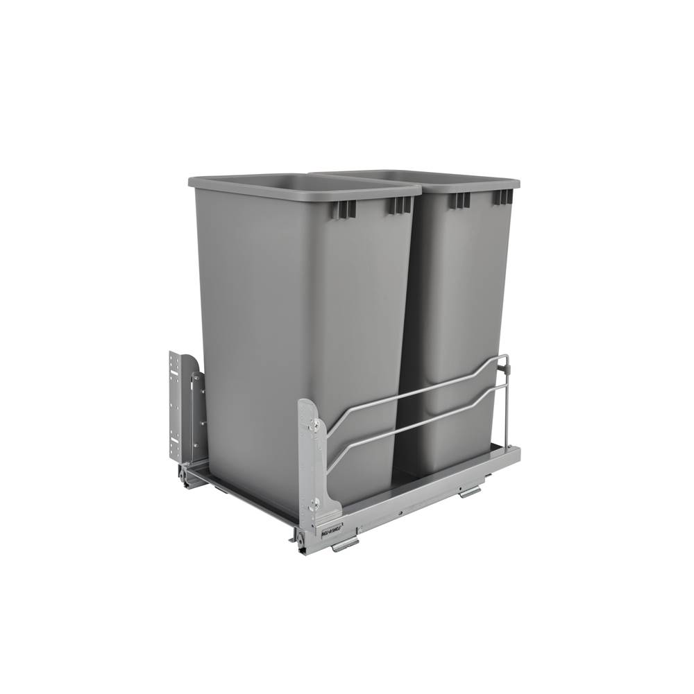 Rev-A-Shelf Steel Bottom Mount Double Pull Out Waste/Trash Container for Full Height Cabinets w/Soft Close